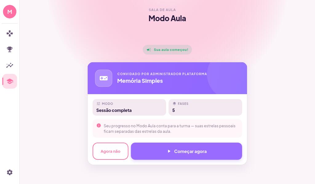 Tela do AstroClasse: Modo Aula